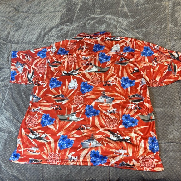 Men's Red and Blue Coast Guard Hawaiian Shirt - Picture 6 of 6